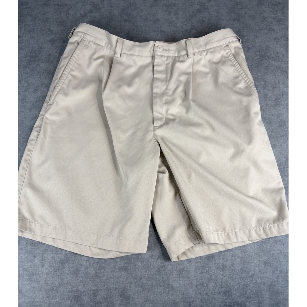 Nike Golf Shorts Mens 36 Khaki Dri Fit Polyester Flat Front Casual 9"